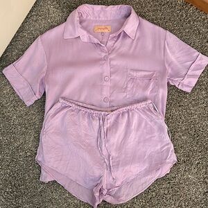 Papinelle Audrey Washable 100% Silk Pajama Set in Lilac - Size XS